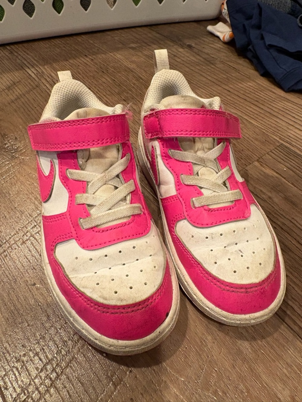 Nike Kids White and Hot Pink Velcro Sneakers